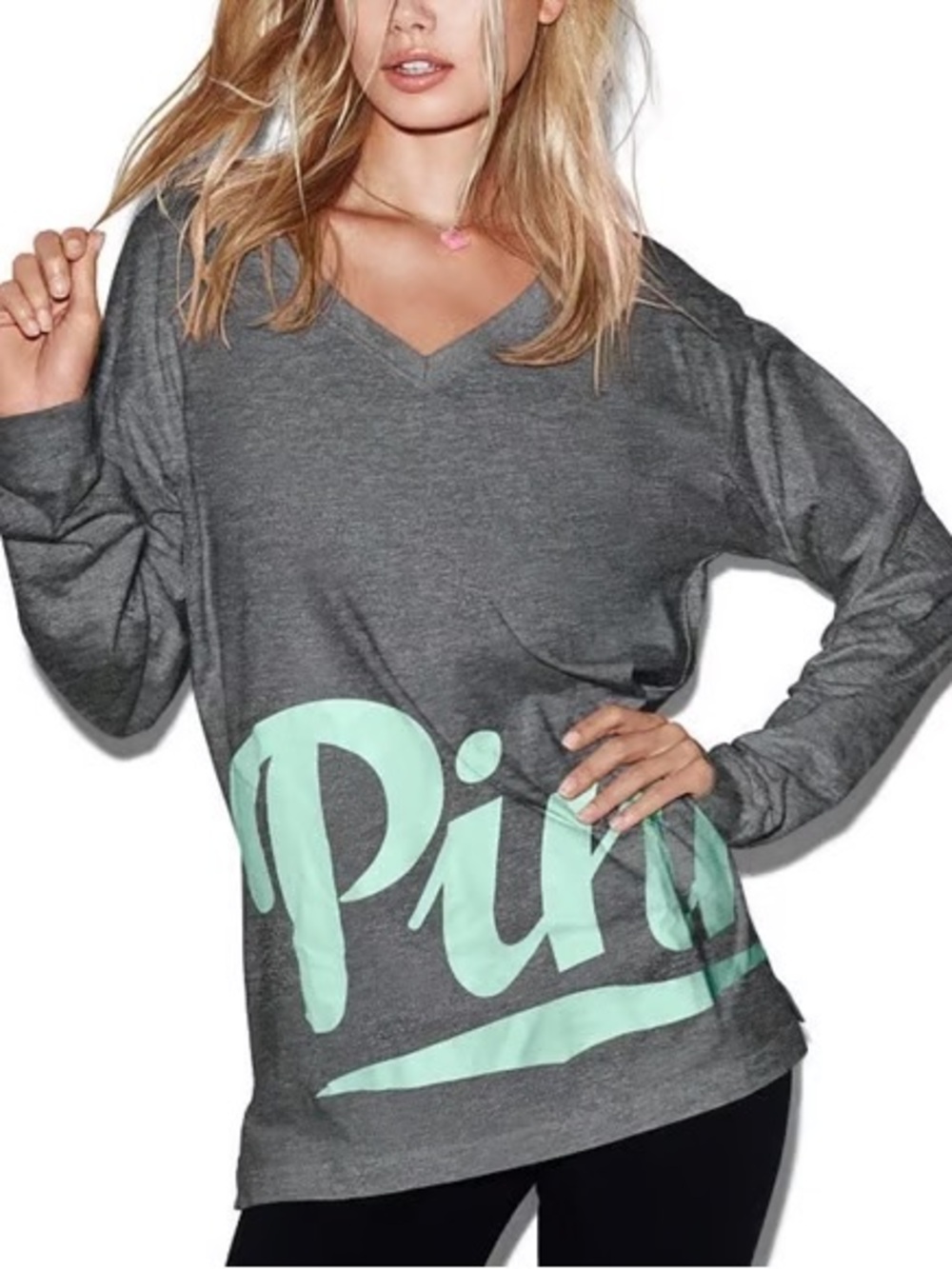 Victoria’s Secret PINK Grey Long Sleeve Top Size Small
